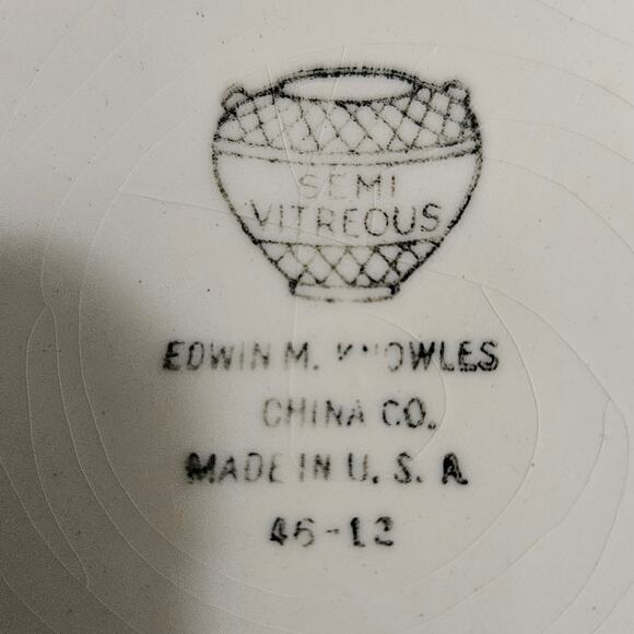 Vintage Edwin M. Knowles Semi Vitreous Floral Saucers Set of 5 – USA Made 1940s - Picture 3 of 6